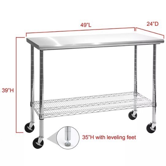 lot 378 image: NEW Members Mark Commercial Work Table with 49 Stainless Steel Top