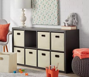 lot 393 image: NEW Members Mark 8-Cube Room Organizer - Dark Oak