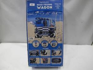 lot 435 image: Bahama Bay Quad Folding Wagon, Blue and White Stripe