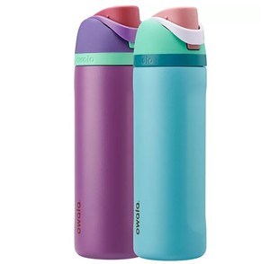 lot 481 image: Owala FreeSip 24-oz. Stainless Steel Water Bottle  2 Bonus Straws Combo Pack - Teal and Purple