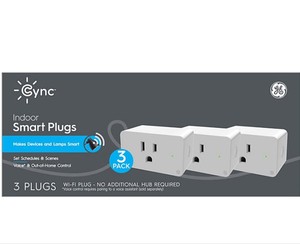 lot 486 image: GE Lighting CYNC Indoor Smart Plug 3-pack, Bluetooth and Wi-Fi Outlet Socket