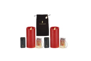 lot 629 image: Luminara Set of (2) 6 Candles with Micro Lights, Remote & Bag - Red