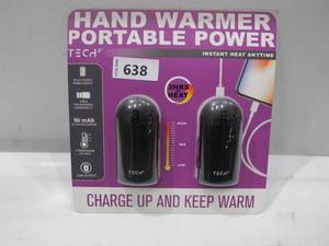 lot 638 image: NEW Tech Squared Power Bank with Hand Warmer (2 Pack)
