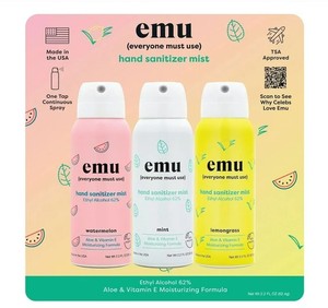 lot 640 image: NEW emu Hand Sanitizer Mist, Variety Pack, 2.2 Fluid Ounce (Pack of 3)