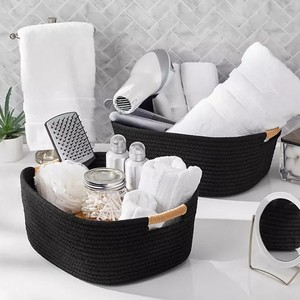 lot 648 image: NEW Members Mark 2-Piece Rope Basket Set with Contrast Handles - Black