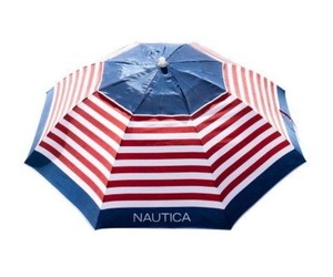 lot 649 image: NEW Nautica Home Beach Umbrella UPF 50 Stars and Stripes