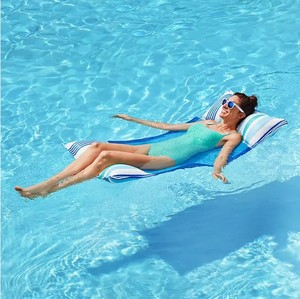 lot 671 image: NEW Members Mark Mesh Hammock Float - Blue Stripe