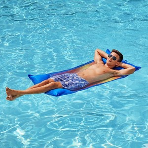 lot 675 image: NEW Members Mark Mesh Hammock Float - Rainbow Stripe