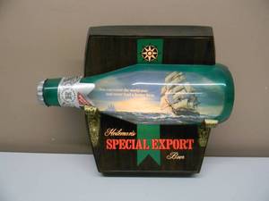 RARE - VINTAGE 1970s Heilemans SPECIAL EXPORT BEER SHIP IN A BOTTLE BAR LIGHT - NICE - RARE GREAT PIECE - APPROX 18 By 16 - SEE PICTURES