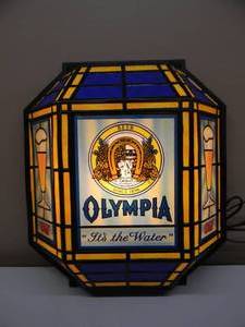 RARE - VINTAGE 1986 OLYMPIA BEER Its the Water LIGHTED BAR SIGN - NICE - RARE GREAT PIECE - APPROX 15 By 19 - SEE PICTURES