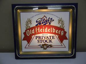 RARE - VINTAGE 1986 BLATZ Old Heidelberg BEER PRIVATE STOCK LIGHTED BAR SIGN - NICE - RARE GREAT PIECE - APPROX 16 By 14 - SEE PICTURES