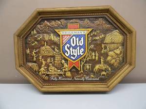 NEW OLD STOCK ORIGINAL VINTAGE HEILEMANS Old Style Beer Hanging Bar Sign - VERY NICE - GREAT PIECE - APPROX 23 By 16 - SEE PICTURES