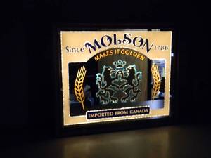 ORIGINAL VINTAGE 1985 MOLSON BEER MAKES IT GOLDEN LIGHTED BAR MIRROR SIGN - VERY NICE - AWESOME OLD SCHOOL PIECE - APPROX 20 By 16 - SEE PICTURES