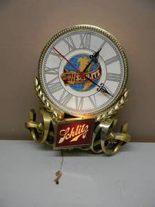 VINTAGE SCHLITZ BEER CLOCK LIGHTED SIGN - NICE - GREAT OLD SCHOOL PIECE - APPROX 16 By 20 - SEE PICTURES