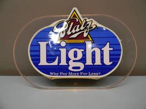 RARE - VINTAGE BLATZ LIGHT LIGHTED BAR SIGN Why Pay More For Less - GREAT PIECE - VERY NICE - APPROX 17 By 12 - SEE PICTURES