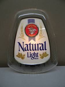 RARE - VINTAGE Anheuser-Busch Natural Light LIGHTED BEER SIGN - WORKS - GREAT PIECE - VERY NICE - APPROX 13 By 13 - SEE PICTURES
