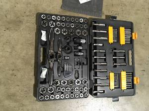 lot 16 image: GEARWRENCH SAEMetric Ratcheting Tap and Die Set (114-Piece)   Customer Returns See Pictures