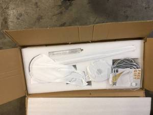 lot 21 image: AKDY 1-Handle Freestanding Floor Mount Roman Tub Faucet Bathtub Filler with Hand Shower in Chrome  Customer Returns See Pictures