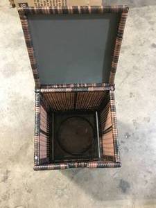 lot 41 image: Brown Wicker Outdoor Side Table  Customer Returns See Pictures
