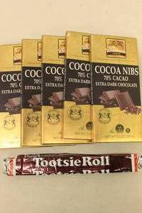 5ct Four Brothers Premium Belgian Chocolate Bar 70% Cacao Extra Dark  Tootsie Roll Chocolate Flavored Candy Bar