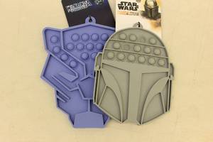 2ct Black Panther Wakanda Forever and Star Wars Mandalorian Silicone Trivet Fidget Toy