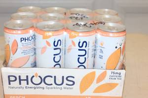 Phocus Naturally Energizing Sparkling Water 12-Pack Peach Flavor