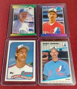 lot 15 image: (4) Different 1989 Randy Johnson Rookie Cards