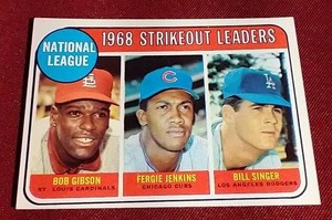 lot 18 image: 1969 Topps Strikeouts Leaders Bob Gibson Card
