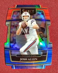 lot 28 image: 2021 Select Josh Allen Red & Blue Prizm Die Cut Card