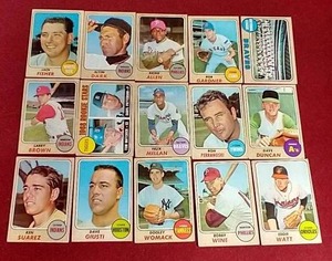 lot 30 image: (15) 1968 Topps Baseball Cards