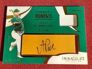 lot 62 image: 2020 Immaculate AJ Puk Rookie Patch Autograph Card - #d99