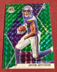 lot 66 image: 2020 Mosaic Justin Jefferson Mosaic Green Prizm Rookie Card