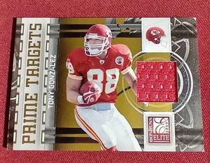 lot 81 image: Tony Gonzalez Game-Used Jersey Card - #d299