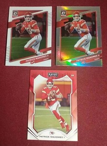 lot 119 image: (3) Patrick Mahomes Cards - Optic Silver Prizm