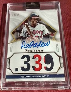 lot 128 image: Topps Luminaries Rod Carew Game-Used Jersey Autograph Card - #d15