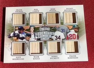 lot 154 image: Leaf Game-Used Bat Card - 8 Legends Puckett, Carew, Thomas, Boggs, Etc - #d12