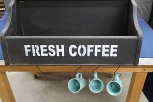 lot 52 image: COFFEE WALL HANGING SHELF