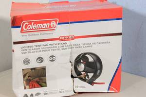 lot 37 image: Coleman Lighted Tent Fan with Stand, CPX-6 Compatible