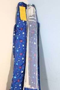 lot 59 image: 2ct  Sun Squad 6ft Round Tilt Beach Umbrella Polyester Red White Blue Star Pattern