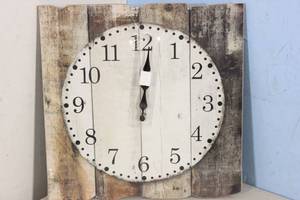 lot 60 image: Stonebriar Collection Square Rustic Wooden Wall Clock