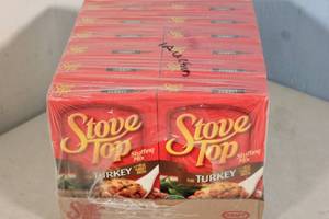 lot 164 image: 12-Pack Stove Top Turkey Stuffing Mix with Real Turkey Broth