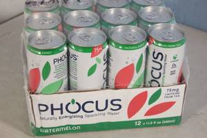 lot 116 image: Phocus Naturally Energizing Sparkling Water 12-Pack Watermelon Flavor