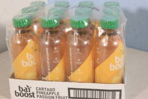 lot 203 image: 12-Pack Bai Boost Plant Based Energy Drink Cartago Pineapple Passion Fruit Flavor