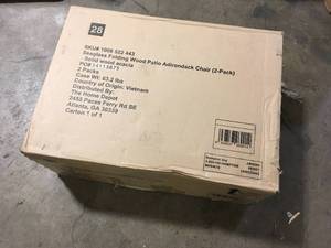 lot 22 image: Hampton Bay Seaglass Folding Wood Patio Adirondack Chair (2-Pack)    Customer Returns See Pictures