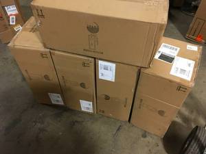 lot 3 image: Lot of Oxford 1-Light Black Outdoor Lamp Post Light Fixture with Clear Glass by Bel Air Lighting Customer Returns See Pictures