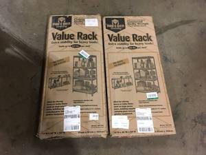 lot 31 image: Lot of 2 Gray 4-Tier Tab-In-Slot Garage Storage Shelving Unit (36 in. W x 16 in. D x 60 in. H)  Customer Returns See Pictures