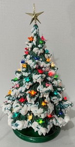 lot 340 image: Vintage NOWELL Flocked Ceramic Christmas Tree