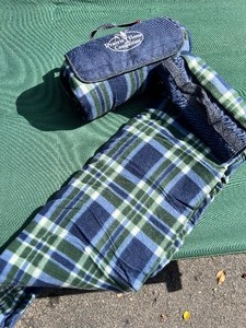 lot 375 image: ADVENTURIDGE Folding Camping Cot and 2 Plaid Blankets