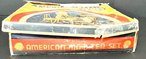 lot 318 image: Vintage Childrens LITTLE AMERICAN MAID Tea Set in original Box with Vintage IDEAL NOVELTY Plastic Junior Cutlery Set and AKRO AGATE toy Pitcher