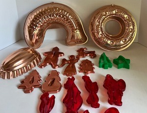 lot 119 image: Copper Molds and Variety of Cookie Cutters including Tom & Jerry